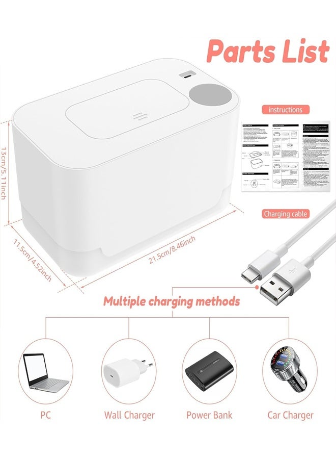 Beauenty Baby Wipe Warmer, Baby Wet Wipes Dispenser, Portable Thermostat Baby Wipes Heater, Diaper Wipes Warmer for Newborn Baby, Keeps Wipes Warm and Moist, Prevent Dry, Baby Shower Gifts, White - Image 5